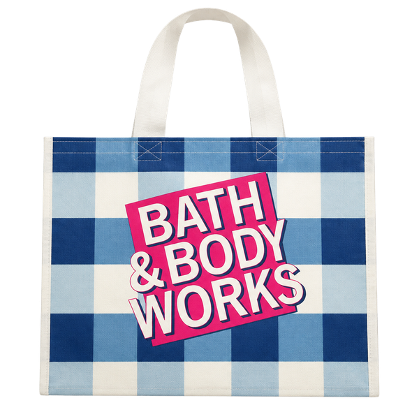 Bath & Body Works Blue Checkered Tote Bag