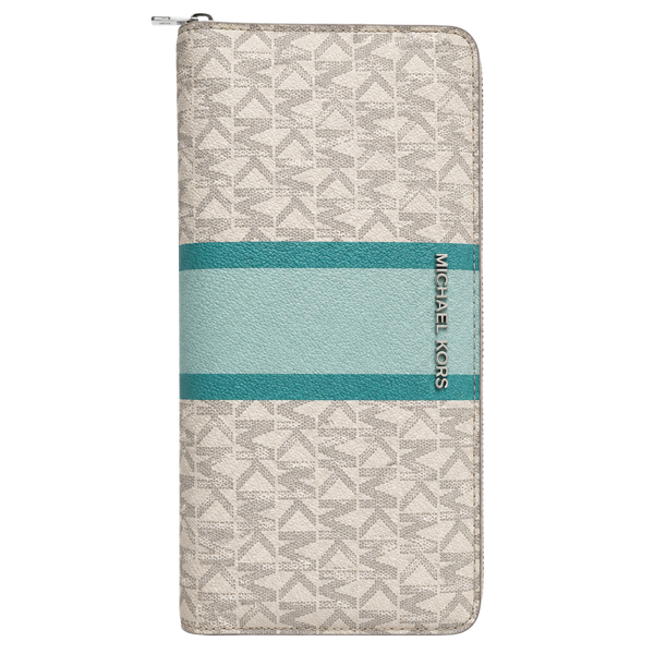Michael Kors Jet Set Travel Continental Wallet Vanilla/Turquoise
