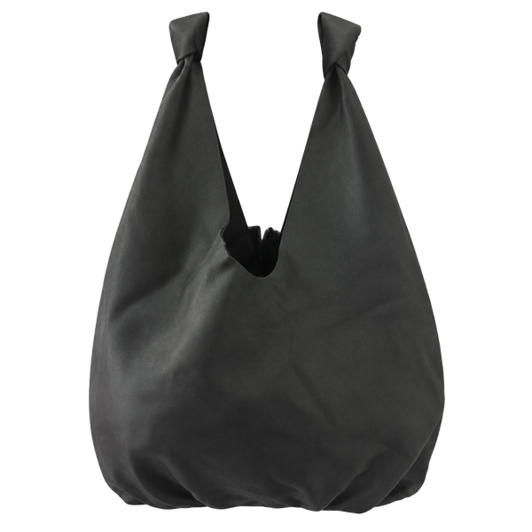Elizabeth and James Black Leather Knot Handle Hobo Bag