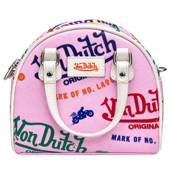 Authentic Vintage Von Dutch Pink Jax Mini Bowling Bag Multi-Logo Y2K Era Purse 