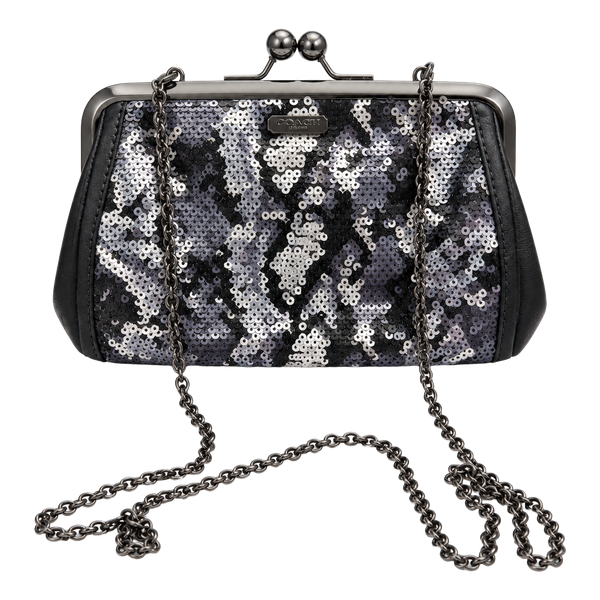 Coach Madison Sequin Python Frame Clutch Crossbody Bag