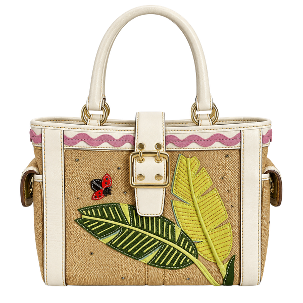 Coach Hamptons Straw Leaf Ladybug Tote Bag