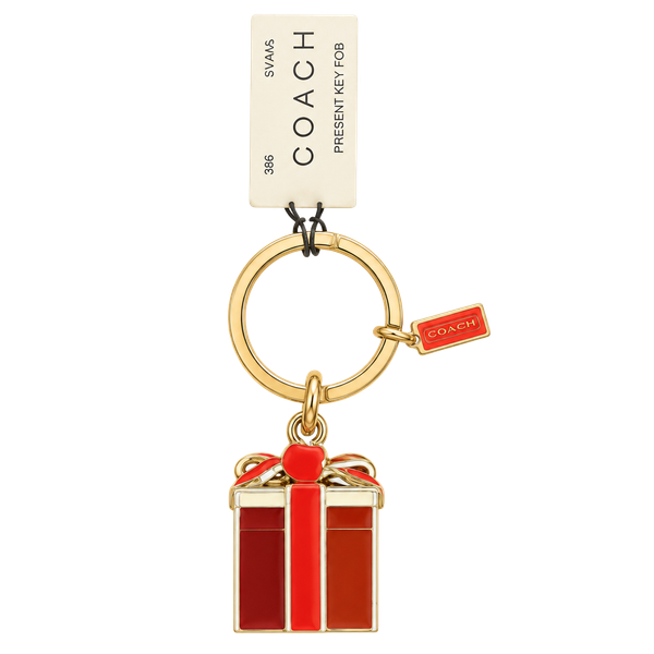 Coach Present Key Fob Red Gift Box Keychain Charm