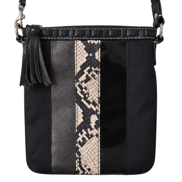 Coach Black Signature Python Leather Crossbody Swingpack Bag