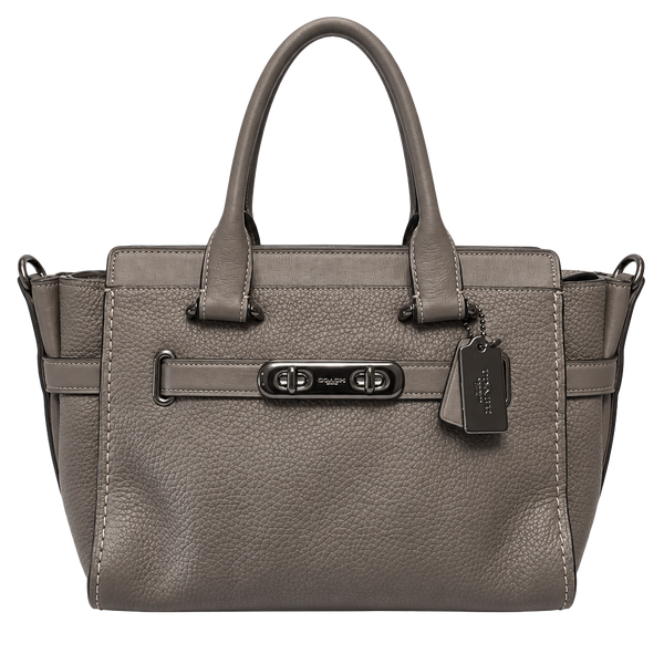 Coach Swagger 27 Pebble Leather Satchel Grey Handbag