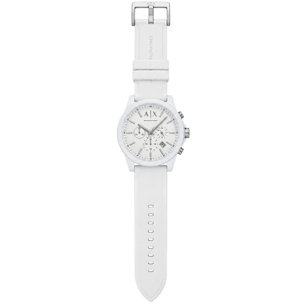 Armani Exchange AX1325 Men's White Chronograph Watch Silicone Strap New Tags