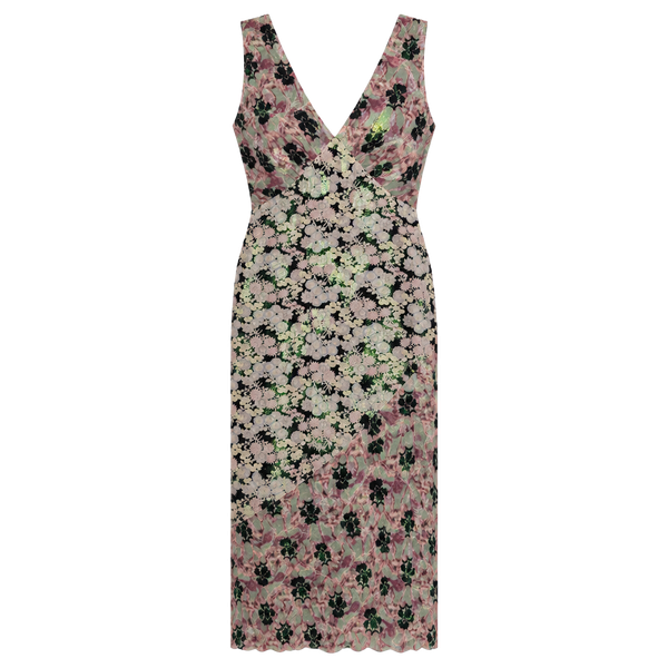 Anna Sui x Nuuly Floral Midi Dress Size 8 Mixed Print V-Neck