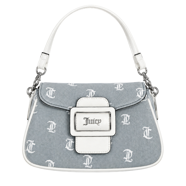 Vintage Juicy Couture Denim White Made You Look Fashion Flap Crossbody Bag