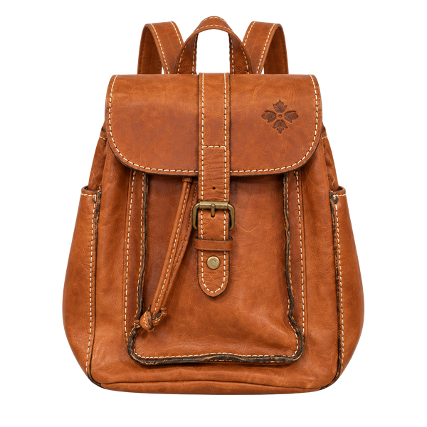 Patricia Nash Cognac Brown Italian Leather Drawstring Backpack