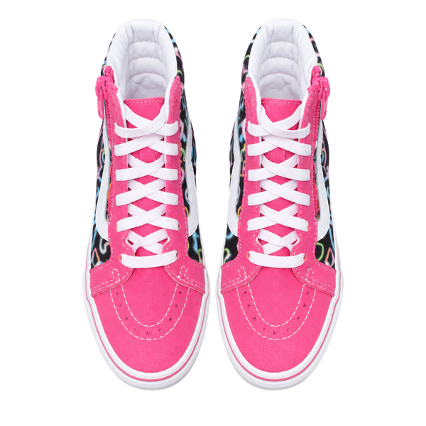 Vans Sk8-Hi Reissue Side Zip Neon Hearts Toddler Sneakers Pink