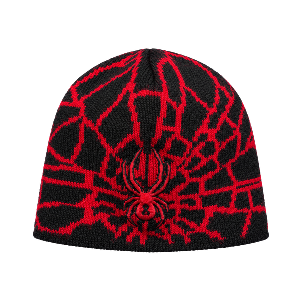 Spyder Web Beanie Black Red Spider Print