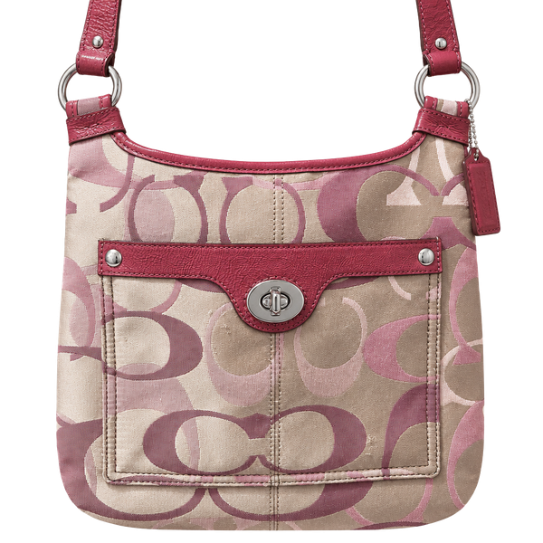 Coach Penelope Optic Signature Jacquard Hippie Crossbody Bag Plum F17479