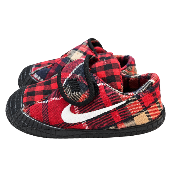 Nike Cortez Basic Plaid Crib Shoes Red Black