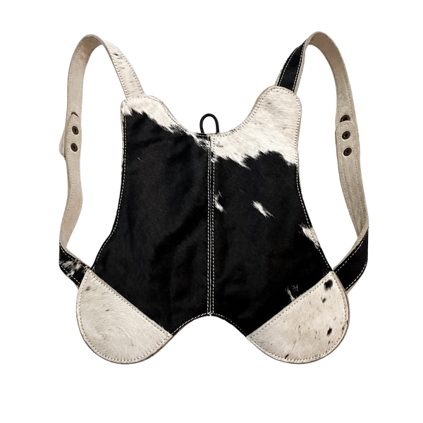 Papoose Purse Black And White Cowhide Suede Backpack Vest Bag