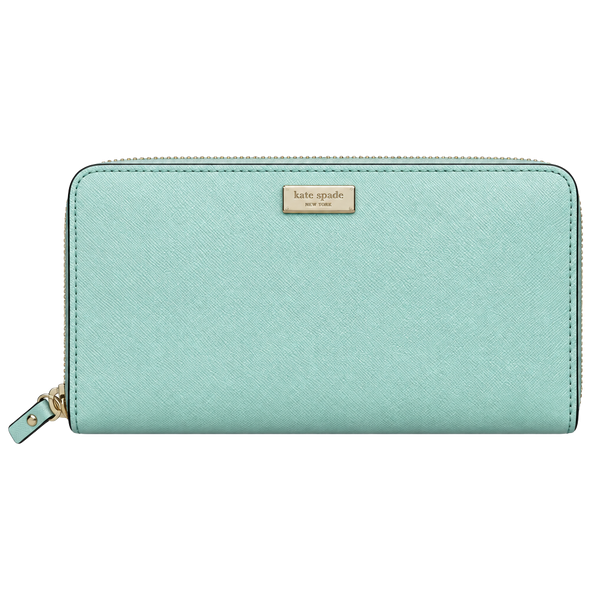 Kate Spade New York Neda Zip Around Wallet Mint Green Saffiano Leather AS-IS
