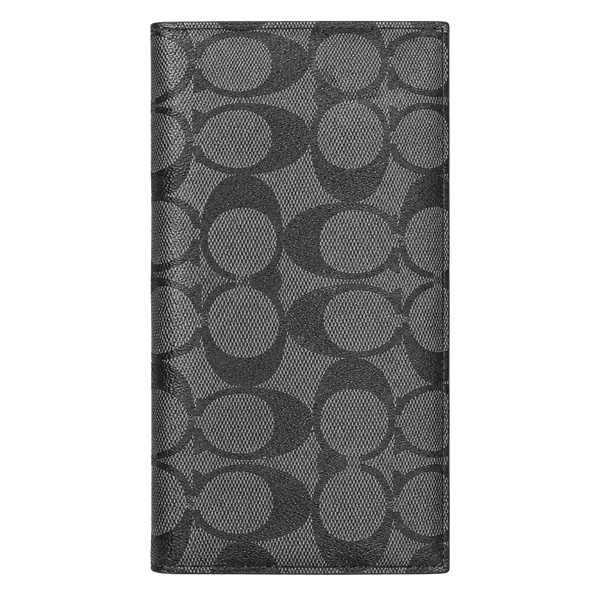 Coach Signature Canvas Travel Wallet Charcoal Black