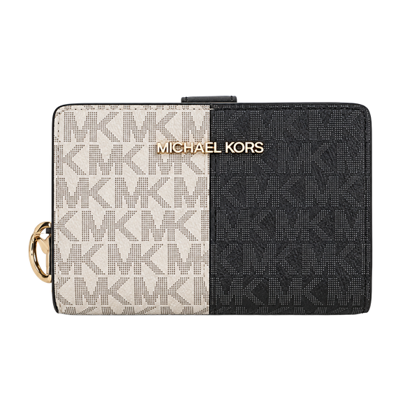 Michael Kors Jet Set Medium Two-Tone Logo Wallet Black Combo