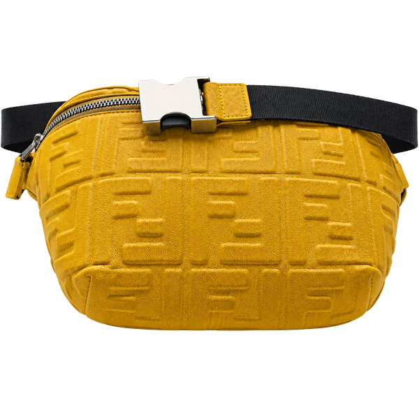 Fendi FF Embossed Belt Bag Yellow Leather
