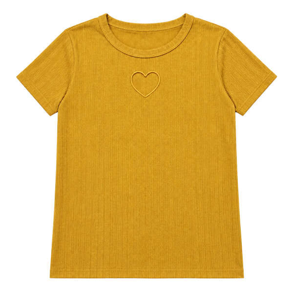 Knit Works Ribbed Top Size XL 18 Yellow Heart Cutout Kids
