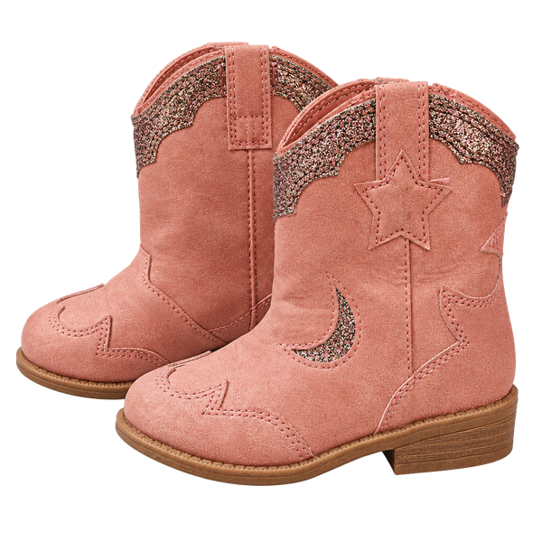 Cat & Jack Cowboy Boots Size 7 Pink Glitter Star Western