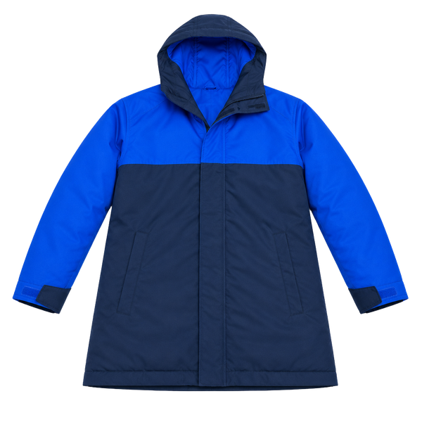 The Childrens Place Boys Blue and Navy Colorblock Hooded Jacket Size L 10/12