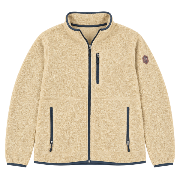 Free Country Highland Sherpa Jacket Size XL Beige Full Zip Fleece