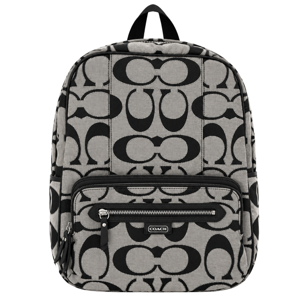 Coach Daisy Outline Signature Metallic Backpack F24365 Black Silver