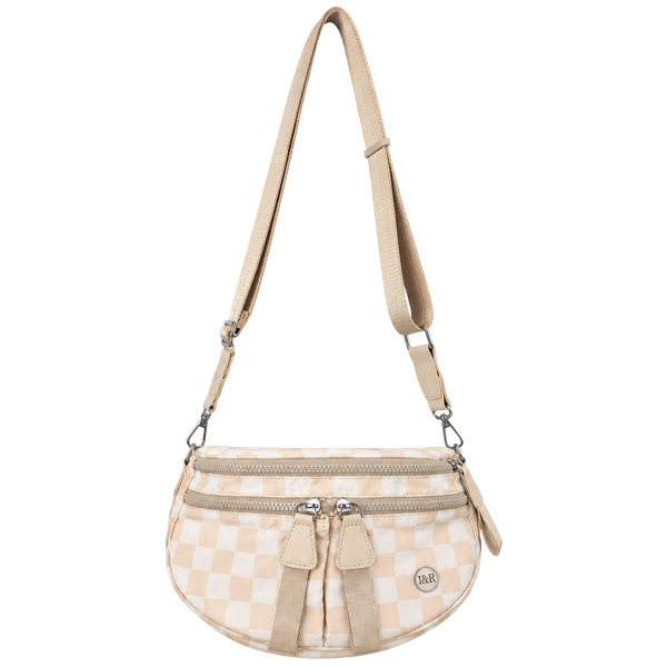 Iris & Rainbow Checkered Crossbody Bag Beige Cream
