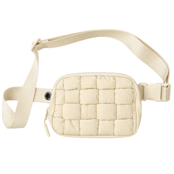Iris & rainbow Quilted Puffer Bag Beige Nylon Crossbody Fanny Pack