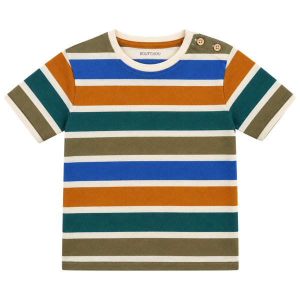 Bout'Chou Striped T-Shirt Boys Size 18M Multicolored Cotton
