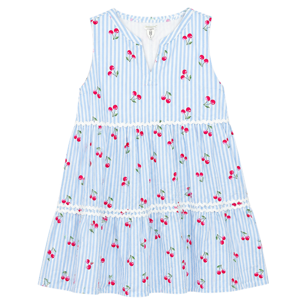Rachel Zoe NWT Tiered Dress Women’s Size 10 Blue Stripe Cherry