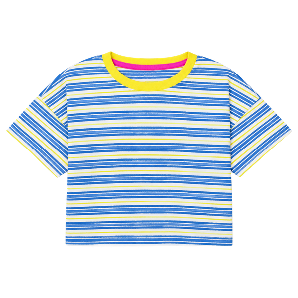 Boden Striped T-Shirt Size 4-5Y Blue Yellow Cotton