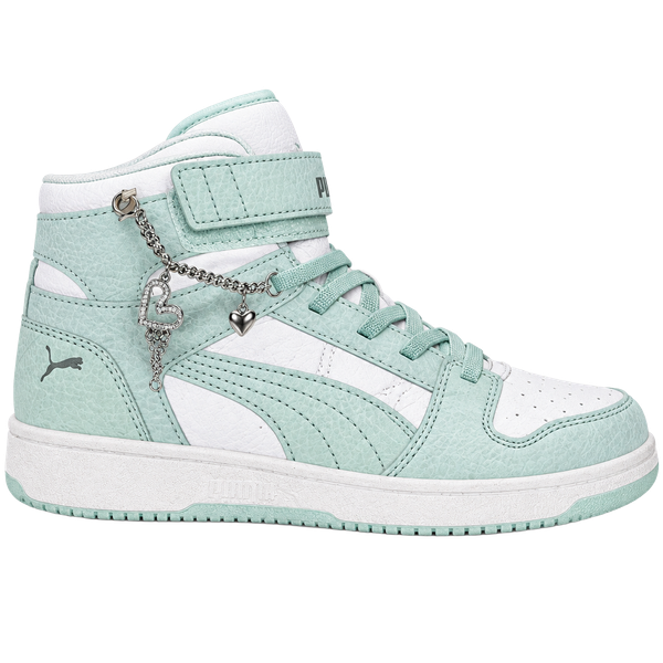 Puma youth size 3 high top mint sneakers with charm 