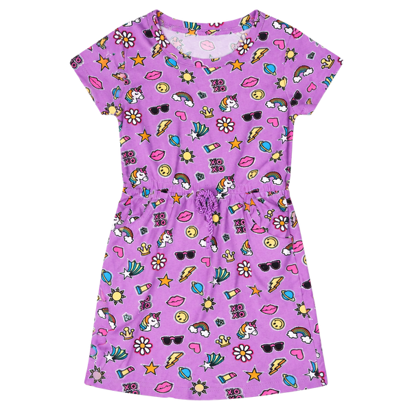 Kidgets Purple Emoji Print Dress Size 4T