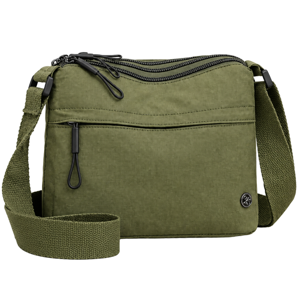 Unbranded Green Nylon Crossbody Bag with Multiple Zippered Compartments