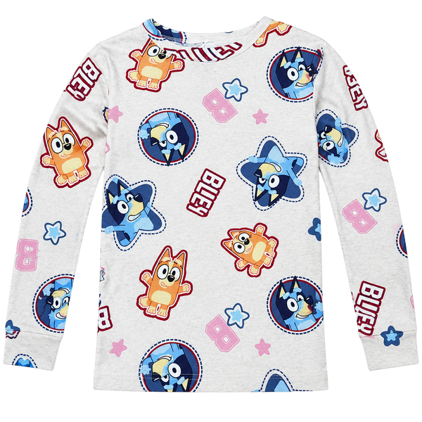 Bluey Long Sleeve Pajama Shirt Size 8 Cream Character Print