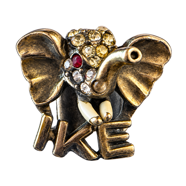 Vintage Bogoff “IKE” Eisenhower Rhinestone Elephant Lapel / Buttonhole Jewelry