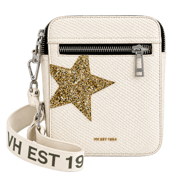 Vintage Havana Rocker Snake White Gold Star Crossbody Bag