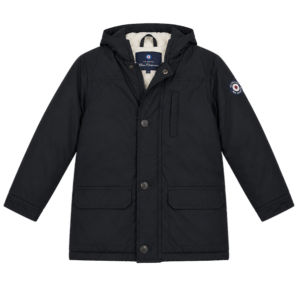 Ben Sherman Kids Black Hooded Fleece Lined Jacket Size 4