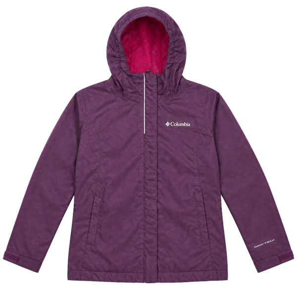 Columbia Omni-Tech Purple Hooded Rain Jacket youth 7/8
