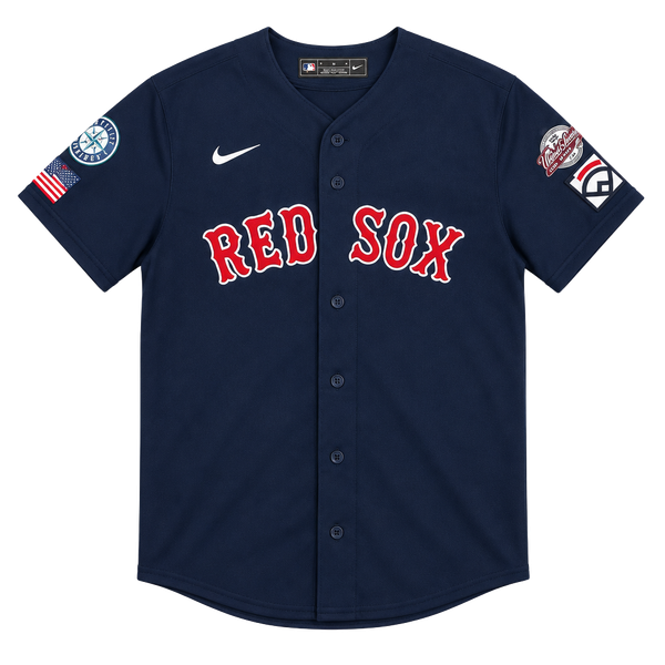 Nike Boston Red Sox Jersey Size M Blue Custom Patch Number 6 YOUTH