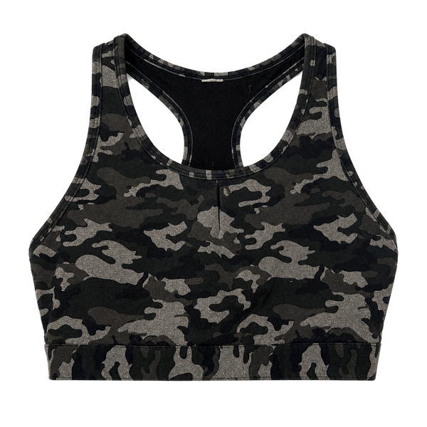 GUC Fabletics Camo Medium Impact Sports Bra w/ Hook & Eye Back Closure, L / XL