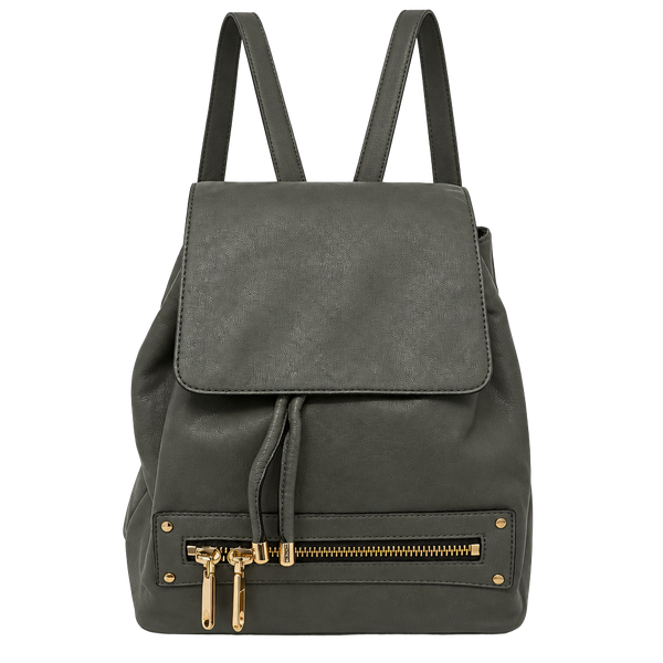 Flawed condition, Milly Grey Leather Backpack Purse w/ Gold Hardware