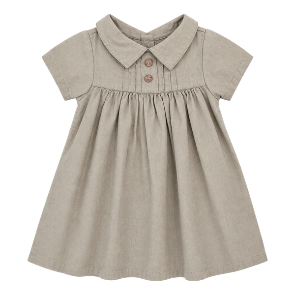 Arizona Jean Co. Kids Dress, Size 4 - Tan Short Sleeve Pintuck Collar