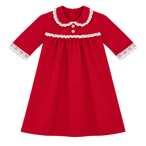 Vintage Red Baby Nightgown by The Flannel Factory, size 12M