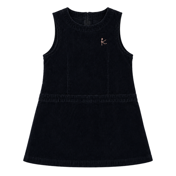 Kumikyoku Kids’ Corduroy Dress, Size M, Girls Black Pinafore
