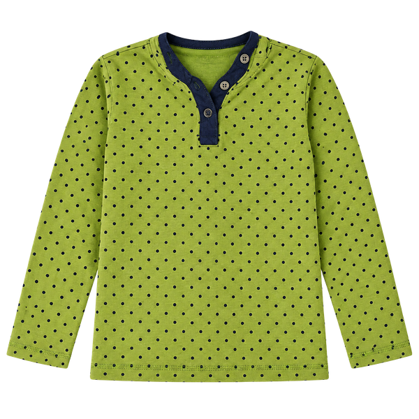 L.L.Bean Kid’s Lime Green & Navy Polka Dot Henley - 3T