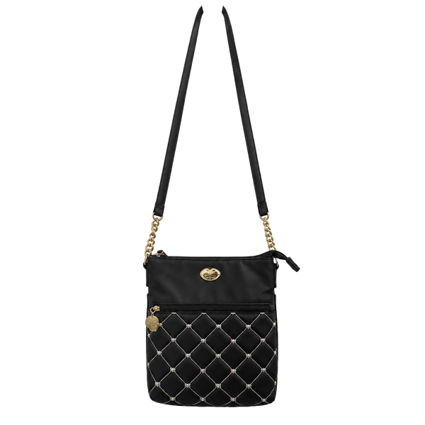 Luv Betsey by Betsey Johnson Quilted Crossbody Purse Black Gold