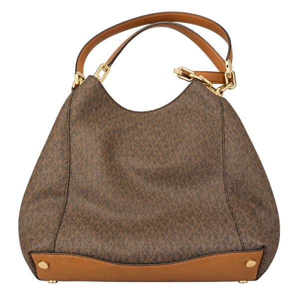 Michael Kors Fulton Large Signature Hobo Shoulder Bag Brown Tan Purse