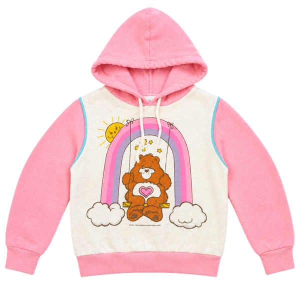 Care Bears Vintage Hoodie Size 7-8 Pink Tenderheart Bear Rainbow